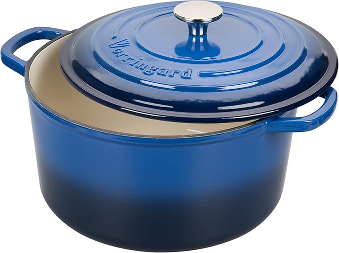 VORRINGARD Enameled Cast Iron Dutch Oven Pot with Lid, for Sourdough Bread Baking, Round Dutch Ovens, 4.5 Quart, Blue