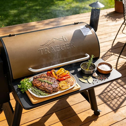Utheer Folding Front Shelf for Traeger Pro 34, Century 885, Texas Elite 34 Pellet Grills, BAC363 Grill Accessory 37" x 12", Heavy-Duty Steel Table Supports 60 LBS, Foldable Prep & Storage Station