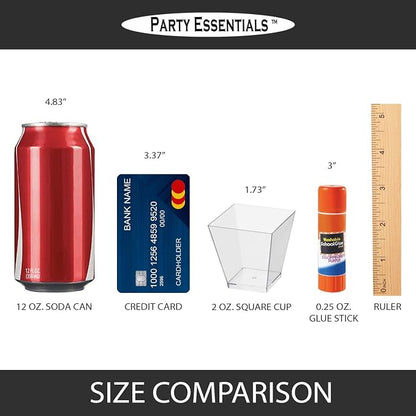 Party Essentials Clear Miniware Appetizer and Dessert Food Tasting Set for Presentation, Serving, and Catering, 2 oz. Square Shot Glasses, Cups Only, Pack of 40