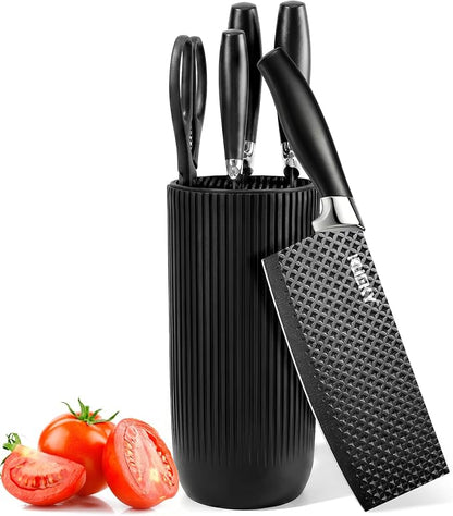 Knife Set, 8 Pieces Kitchen knife Set with Healthy Anti-Rust Coating, Stainless Steel Professional Chef Knife Set with Block, Sharp Kitchen Knives Set with Block for Home Cooking, Dishwasher Safe