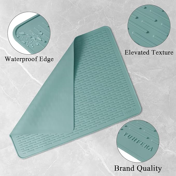 YUHFERA Stove Top Cover for Electric Stove - Silicone Stove Mat for Glass Top, Glass Cooktop Protector, XL Dish Drying Mats for Kitchen,Oven Covers for Electric Stove (Aqua,30 x 21)