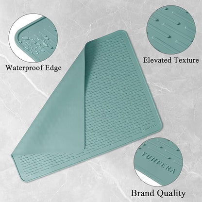YUHFERA Stove Top Cover for Electric Stove - Silicone Stove Mat for Glass Top, Glass Cooktop Protector, XL Dish Drying Mats for Kitchen,Oven Covers for Electric Stove (Aqua,30 x 21)