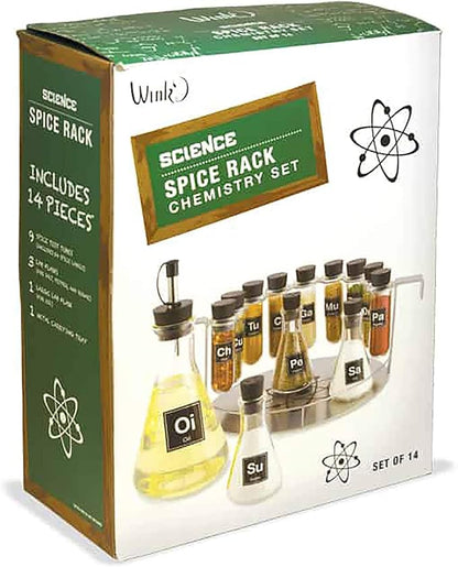 Wink Chemist's Spice Rack, 14 Piece Chemistry Spice Rack Set