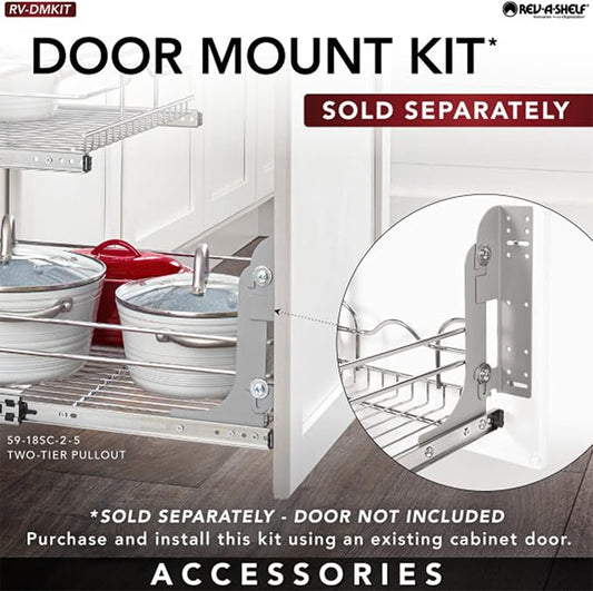 Rev-A-Shelf 2-Tier Pullout Shelf and Drawer Organizer for Kitchen Cabinets, Slide Out Storage Basket, Min Opening Width of 23.5", 24" x 22", 5WB2-2422-CR-1