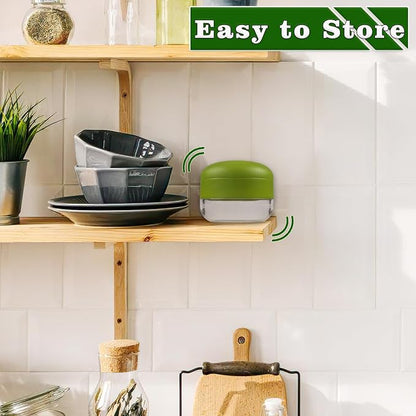 Garlic Press Stainless Steel, Garlic Mincer Tool with Storage Container, Garlic Chopper with Peeler Skin and Cleaning Brush