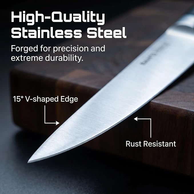 Premium 3PCS Boning Knife Set, Stainless Steel Kitchen Knife Set with Sheath, Ultra-Sharp Chef Knife Set for Meat, Fish, Fruit, Camping & Outdoor Cooking, Comfortable Grip