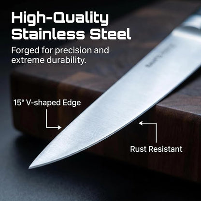 Premium 3PCS Boning Knife Set, Stainless Steel Kitchen Knife Set with Sheath, Ultra-Sharp Chef Knife Set for Meat, Fish, Fruit, Camping & Outdoor Cooking, Comfortable Grip