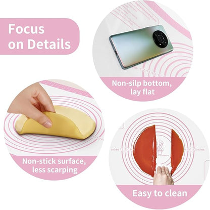 Non-stick Silicone Pastry Mat, Extra Large Baking Mat for Cookie Bread Pizza Pie Crust, Silicone Dough Mat for Rolling, Non-slip& Heat Resistant