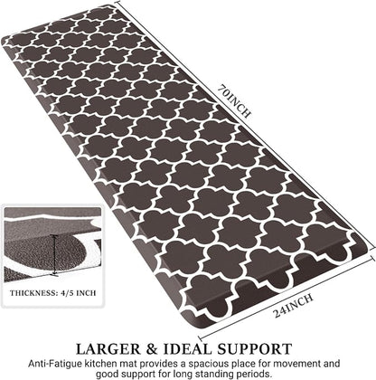 WISELIFE Anti Fatigue Floor Mat - 4/5 Inch Thick Kitchen Mat Non Slip Waterproof Heavy Duty Ergonomic Comfort Mat Durable for Home, Office, Sink, Laundry,(24" x 70", Chocolate)