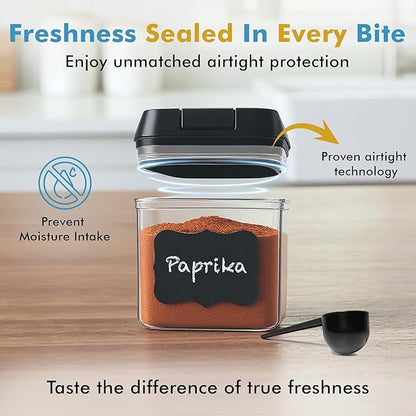 Shazo 9 PC Airtight Food Storage Containers - BPA Free Clear Plastic Snack & Spice Containers with Easy Lock Lids - Kitchen and Pantry Organization for Herbs, Coffee, Tea - 0.5L / 2.1 Cups