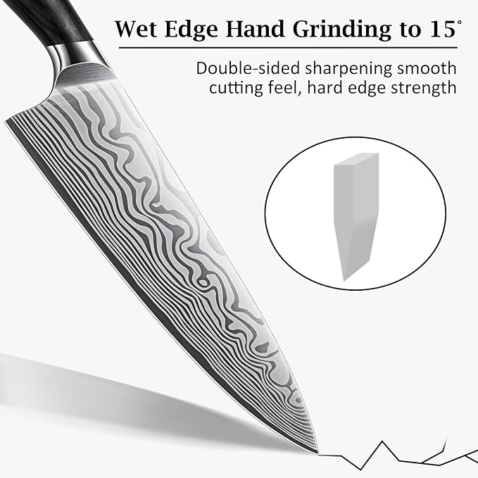 HOSHANHO 8 Inch Chef Knife, Ultra Sharp High Carbon Powder Steel Kitchen Knife, Professional Japanese Chef's Knife with Ergonomic Pakkawood Handle