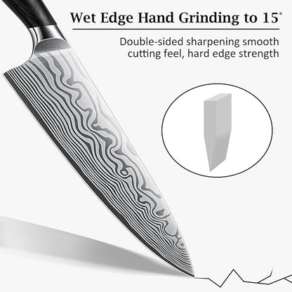 HOSHANHO 8 Inch Chef Knife, Ultra Sharp High Carbon Powder Steel Kitchen Knife, Professional Japanese Chef's Knife with Ergonomic Pakkawood Handle
