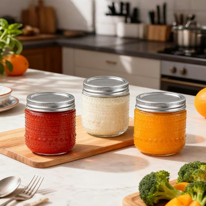 8 oz Mason Jars With Lids,12 Packs Small Mason Jars, Half Pint Glass Canning Jars for Jams, Jelly, Sauces, Desserts, chia pudding, Pickle, Gift