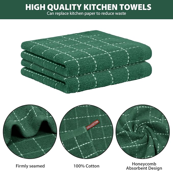 Nialnant 6 Pack Terry Kitchen Towels, Dish Cloths for Washing Dishes, 100% Cotton Reusable Cleaning Rag,Ultra Soft Absorbent, Quick Drying Dish Towels for Kitchen,12x12 Inches