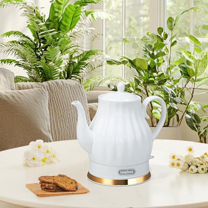 Ceramic Electric Kettle, 1.5 Liters/1200W Electric Tea Kettle, Heats Water Quickly, Automatic Shut - off, Boil - Dry Protection, Free Of BPA, Matte White