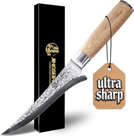 Fillet Knife for Fish and Meat, Lab Tested Ultra and Long-lasting Sharp, VG-10 Core 67Layers Damascus Stainless Steel Fishing Filet Knife, Premium Forged for Filleting and Cleaning