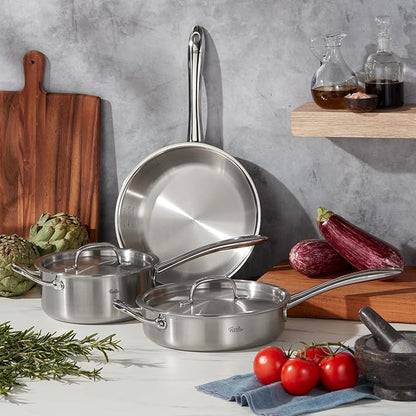 Fissler M5 Pro-Ply Stainless Steel 5 Piece Cookware Set, Made in Germany, Compatible with Induction, Gas, Electric Cooktops, 5-Ply Clad, Oven Safe up to 450°F