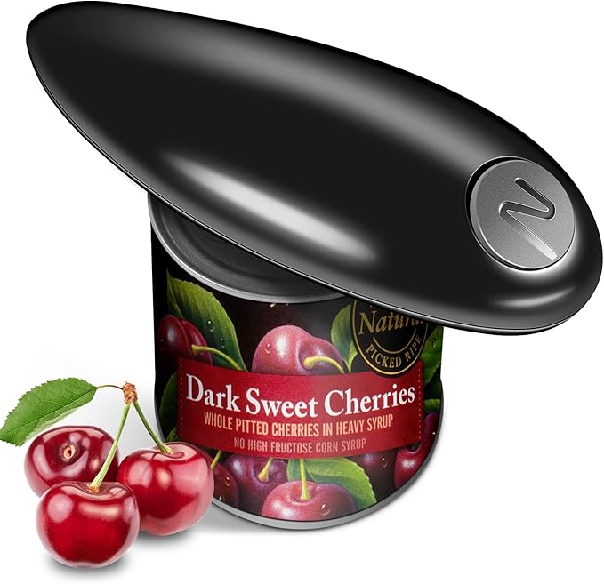 One Touch Battery Operated Electric Can Opener Fits Almost Size Can With Smooth Edge, Hands Free Electric Can Openers for Kitchen, Kitchen Gadgets Automatic Can Openers for Seniors, Arthritis Black