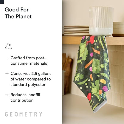 GEOMETRY Kitchen Tea Towels - Quick Dry Microfiber Dish Towels for Kitchen Spring Sprout, 18" x 30" 1 Pack