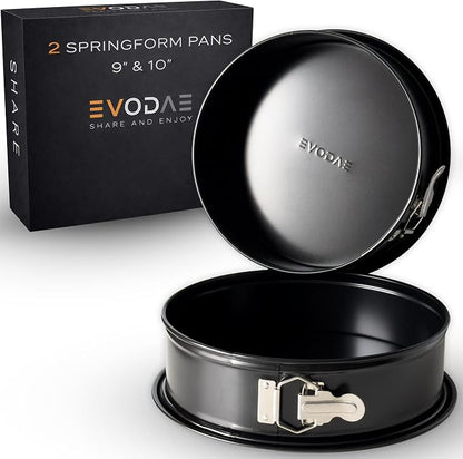 Springform Pan 9 Inch and 10 Inch Set, Nonstick Leakproof Springform Cake Pans, Cheesecake Pan, Removable Bottom, Carbon Steel Baking Pan, Dishwasher Safe, Gift Ready Box