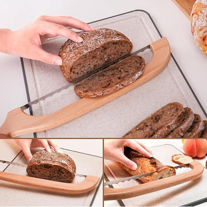 Woodever Bread Knife, 2 Pack Bread Slicer for Homemade Bread, 16'' Wooden Sourdough Bread Knife with Bow Design, Premium Stainless Steel Serrated Bread Cutter for Bagels and Baguettes (2 Pack)
