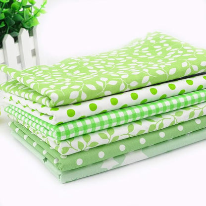 Fat Quarter Fabric Bundles Pre-Cut Quilting Cotton Twill Striped Printed Assortments Craft Cloth Bundle Squares DIY for Sewing Crafting Rose Flavor(Green,18 by 20.5Inch)