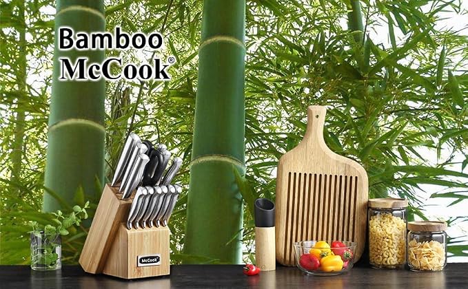 McCook® Knife Sets,German Stainless Steel Knife Block Sets with Built-in Sharpener (Pack of 2)