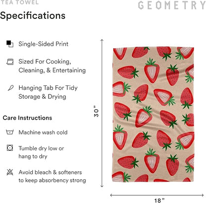 GEOMETRY Spring Kitchen Towels - Quick Dry Microfiber Cloth Spring & Summer Dish Towels for Kitchen Drying - Premium Quick Dry Towel - Strawberry Shortcake, 18" x 30" - 1-Pack