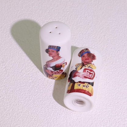 Ceramic Salt and Pepper Shakers Set - Cute Salt Shaker and Pepper Shaker for Kitchen Table Decor - Vintage Style Farmhouse Salt & Pepper Dispenser (White)