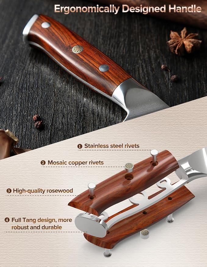 XINZUO Chef Knife 8.3 Inch, VG-10 Super Stainless Steel Gyuto Knife for Professional Chefs and Home Cooking, Ultra Sharp Kitchen Knife with Rosewood Handle - Yu Series