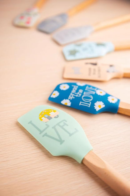Karma, Silicone Spatula with Wood Handle Heat Resistant, Baking, cooking and Mixing Spatulas, Modern Farmhouse Kitchen Décor, Gift for Chef, Cooks, Housewarming Gift, Pumpkin