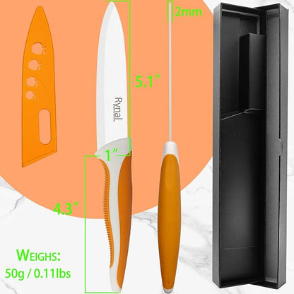 Ceramic Knife - 5" Chef's Utility Knife - Light, Precise, Sharp Ceramic Kitchen Knife with Cover & Soft Grip