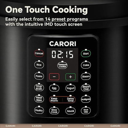 12-in-1 Electric Pressure Cooker 8 Quart, 1200W olla de presion Multi-Cooker with Stainless Steel Pot, Slow Rice Cooker, Saute, Steamer, Yogurt & Food Warmer, Delay Timer, Black