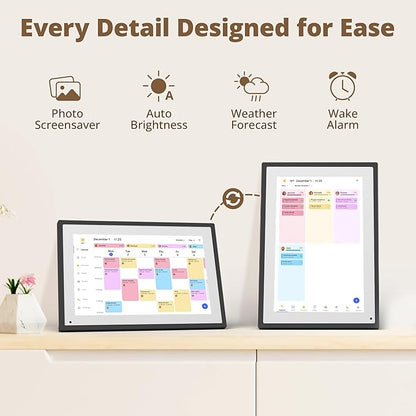Digital Calendar 10 Inch Touch Screen, Electronic Calendar and Chore Chart for Family Monthly/Weekly Planner, Interactive Smart Calender with Task Rewards, Meal Planner, Desk Mount