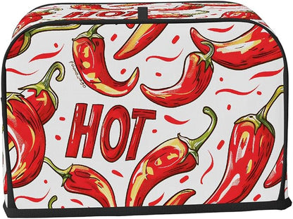 Chili Pepper Toaster Cover 2 Slice Wide Slot Washable Toaster Covers | Dust and Fingerprint Protection Bread Maker Covers for Kitchen Accessories Decor Bakeware Women Gift