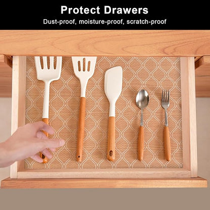 Cooyes Shelf Liner for Kitchen Cabinets Waterproof Kitchen Cupboard Liner Plastic Drawer Mats EVA Material Non Adhesive Fridge Mats for Shelves（17.5" W x 198" L）