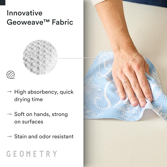 GEOMETRY Holiday Kitchen Dish Cloths - Quick Dry Dishcloths for Kitchen - Premium Dish Rags with Geoweave - 3-Pieces (Frosty, 10"x10")