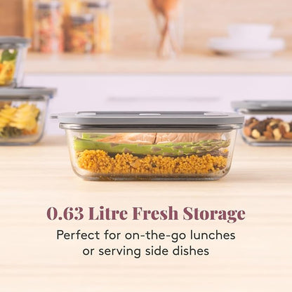 Kilner Fresh Storage 0.63 Litre Airtight Glass Container Durable Leakproof Lid with Vacuum Seal for Food Storage Leftovers Snacks Meal Prep Batch Cooking