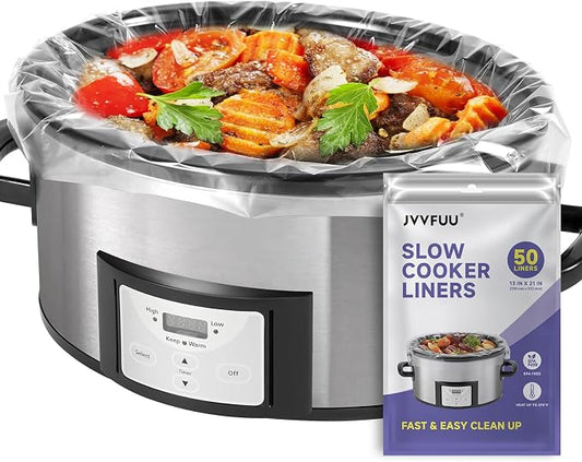 Slow Cooker Liners 3-8 Quart, Cooking Bags Large Size 13"x 21", Slow Cooker Bags Disposable Oval Large For Crock Pot (50)