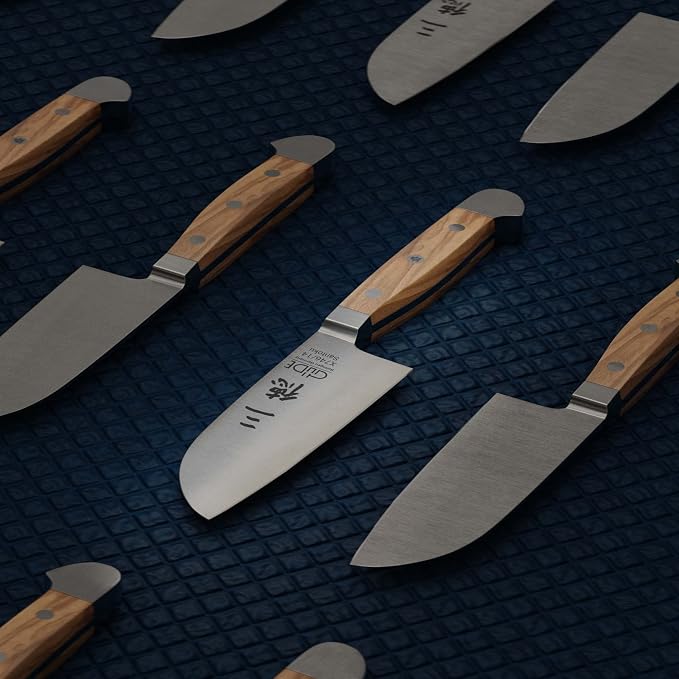Güde Alpha Olive Series Hand Forged/Sharpened Santoku Knife, 5-in - Ice Hardened Steel - Made in Solingen, Germany Since 1910
