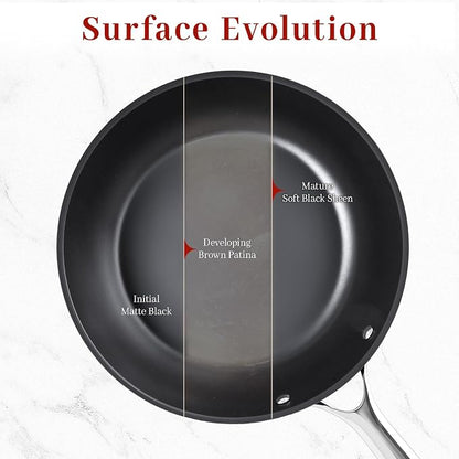 Carbon Steel Frying Pan 9.5" - Pre-Seasoned Carbon Steel Skillet, Lightweight, Natural Non-Stick, Induction Compatible