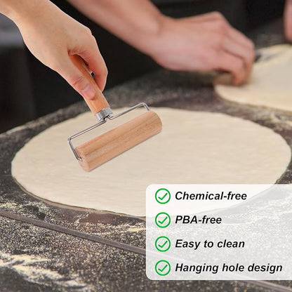 2pcs Hand Wooden Pastry Roller, 2 Size Non-Stick Small Mini Rolling Pins for Pizza Dough Pastry Bread Tortilla Cookies Pie Dumplings Easy Clean Kitchen Baking Tools for Home Cooking