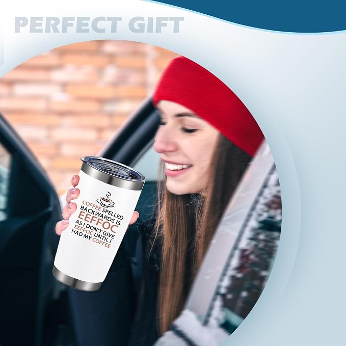 ATHAND Eeffoc Is Coffee Spelled Backwards, As I Dont Give Eeffoc Until I Had My Coffee,Funny Travel Coffees Mug Cup,20 Oz Iced Insulated Tumblers with Lid Straw Brush,Gifts For Women,Boss, Friend,Men