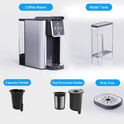 Jesslyn 3-in-1 Single Serve Coffee Maker, Compatible with K-Cup Pods, Ground Coffee & Loose Leaf Tea, Coffee Machine with 50oz Removable Water Reservoir, 6-10oz Brew Sizes, Fast Brewing(Black)