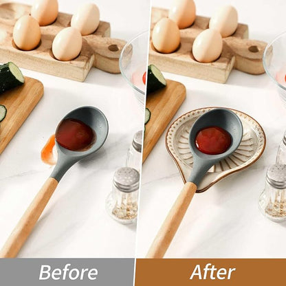Spoon Rest for Stove Top, Ceramic Spoon Holder for Kitchen Counter, 5.1 Inch Heat-Resistant Cooking Utensil Rest for Coffee Spoon Dish & Spatula Tray, Dishwasher Safe, Beige