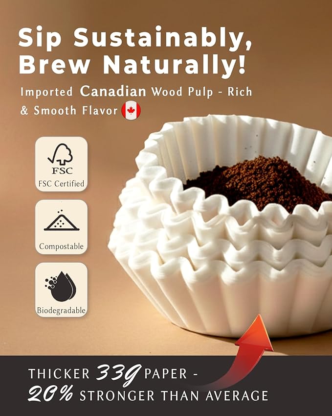 5 Cup Basket Coffee Filters, 200 Count - 20% Thicker Small Coffee Filters Paper Compatible with Mr. Coffee & 4-5 Cup Coffee Makers