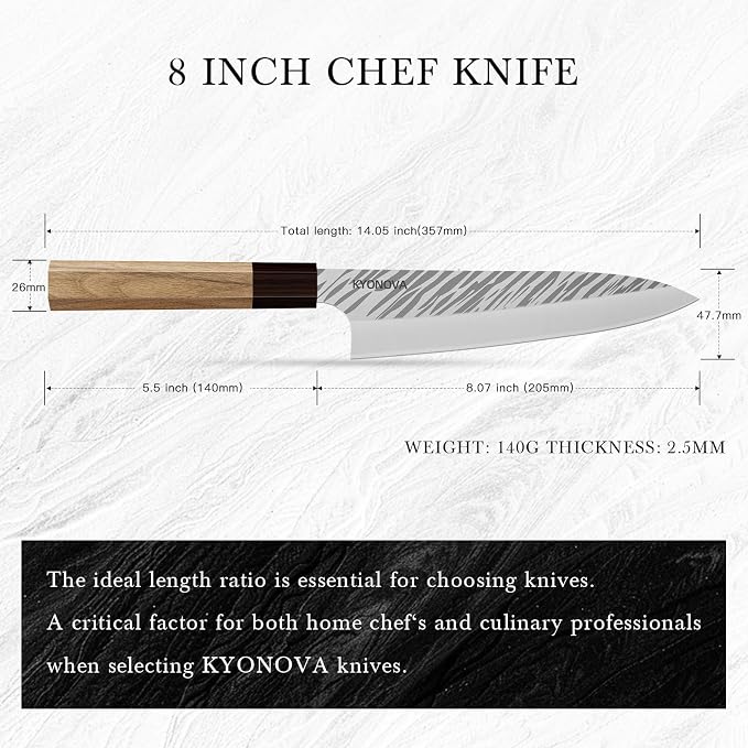 8 Inch Chef Knife, 9-Layer VG10 High Carbon Steel Professional Japanese kitchen Steak Knives, Octagonal Rosewood Handle Cooking Knife sharp chef knife for Home & Restaurant
