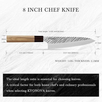 8 Inch Chef Knife, 9-Layer VG10 High Carbon Steel Professional Japanese kitchen Steak Knives, Octagonal Rosewood Handle Cooking Knife sharp chef knife for Home & Restaurant
