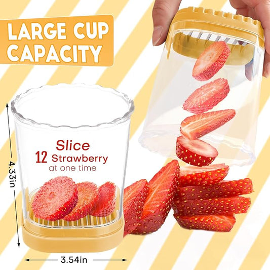 Creative Strawberry & Fruit Slicer - Detachable Cutter with Push Plate (Yellow)