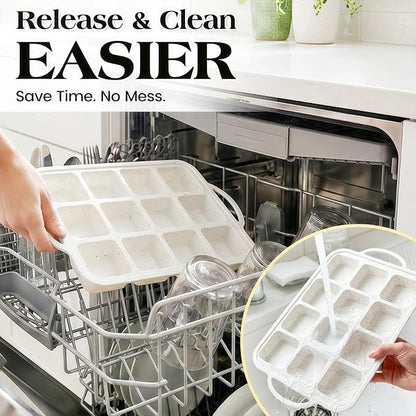 Vinino Silicone Brownie Pan with Dividers, 2 Pack Mini Loaf Pan for Baking Individual, Nonstick 12 Cups Square Muffin Cupcake Pans with Metal Reinforced Frame-Cream